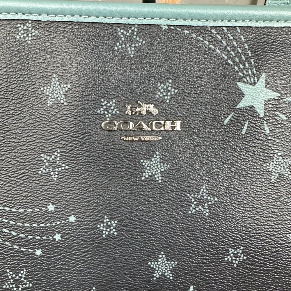 Coach Black Tote with Light Blue Star Print - Picture 3 of 16